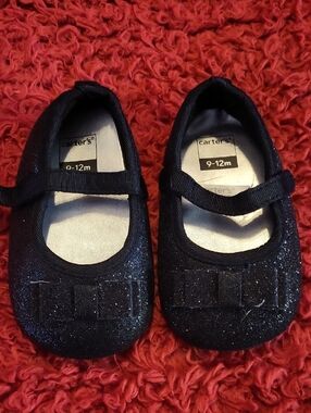 Carter's Black Glitter Mary Jane Baby Shoes